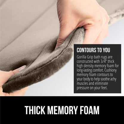 GORILLA GRIP Memory Foam Bath Mat, Soft Absorbent US Designed Bathroom Rug, Gripping Dots Machine Washable Bathmat, Cushioned Floor Mats, Shower Sink Rugs Room Décor Accessories, 24x17 Taupe