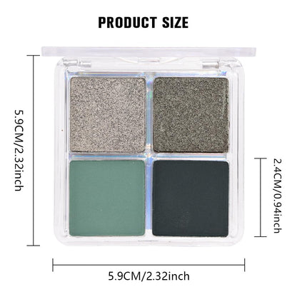evpct Eyeshadow Quad Palette, Cyan Festival Forest Dark Green Glitter Shimmer Metallic Matte High Pigment Mini Eye Shadow Palette Makeup for older Women, Smudge Proof Vegan Cruelty-free, Green Series