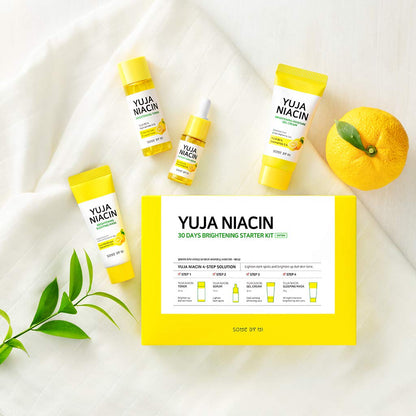 SOME BY MI Yuja Niacin 30 Days Brightening Starter Kit/Toner 1.01Oz, Serum 0.33Oz, Gel Cream 1.01Oz, Sleeping Mask 0.67Oz / Melasma and Blemish Care/Facial Skin Care Set