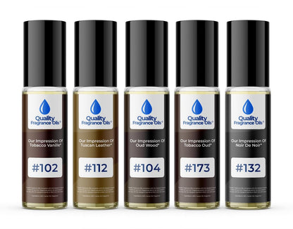 Quality Fragrance Oils' Men's Top 5 Niche Cologne Impressions #2 (Generic Versions of Niche Designer Fragrance) Sampler Gift Set of 5 10.35ml Roll-ons