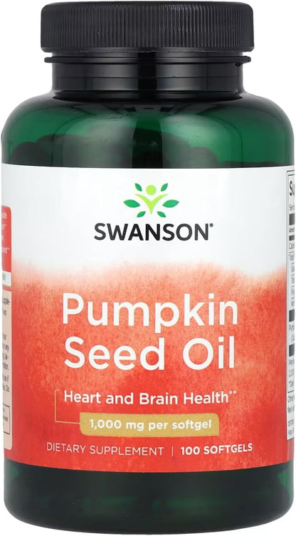 Swanson Pumpkin Seed Oil - High Bioavailable EFAs - (100 Softgel Capsules, 1000mg Each)