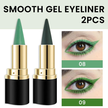 Kaely 2Pcs Light Dark Green Gel Eyeliner Pencils Set,Waterproof Color Colored Eye Liner Crayon,Cat Eye Stencil Gothic Halloween Makeup,Face Paint Eye Black Stick,delineadores de colores para ojos