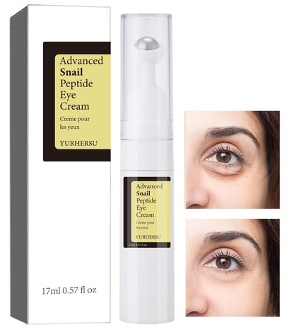 Snail Peptide Under Eye Cream with 73% Snail Mucin & 2% Nicotinamide for Dark Circles, Puffiness & Wrinkles, with 360° Massaging Roller Ball, 0.57 fl oz