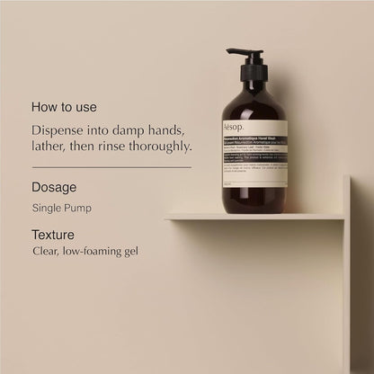 Aesop Resurrection Aromatique Hand Wash | Gentle Cleanser with Orange, Rosemary and Lavender Oils | 500mL / 16.9 oz