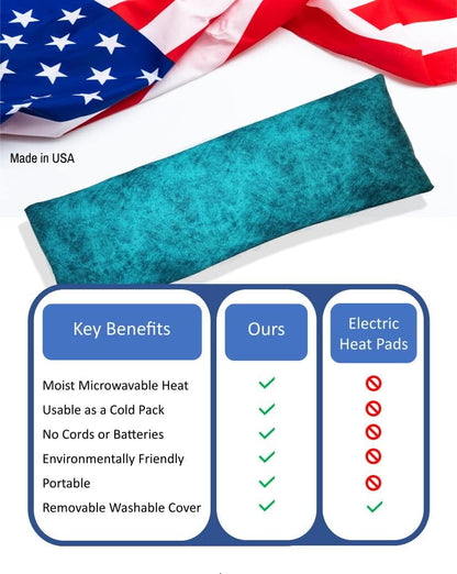 Microwavable Corn Filled Heating Pad and Cold Pack/Washable 100% Cotton Cover (Etched - Dark Jade, 5.25in W x 17.25in L)