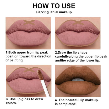 evpct 2Pcs Nude Matte Lip Liner and Lipstick Combo Set for Women, Nude Lip Combo Set Liquid Lips Stick Gloss and Lipliner Stains Set Long Lasting Waterproof, Lips Makeup 24 Hours labiales originales