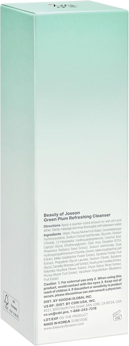 Beauty of Joseon Green Plum Refreshing Cleanser Gel Type Deep Pore Cleansing, Acne Face Wash, Blackhead Remover for All Skin Types, Korean Skincare 200ml, 6.76 fl.oz