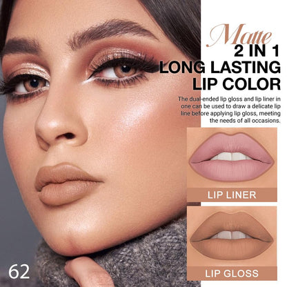 evpct 1Pcs True Nude Matte Lip Liner & Liquid Lipstick Stain Makeup Set for Women, Nude Lip Liner Stain Long Lasting Waterproof Smudge Proof, Cruelty Free Liquid Lip Stick Makeup 24 hours originales