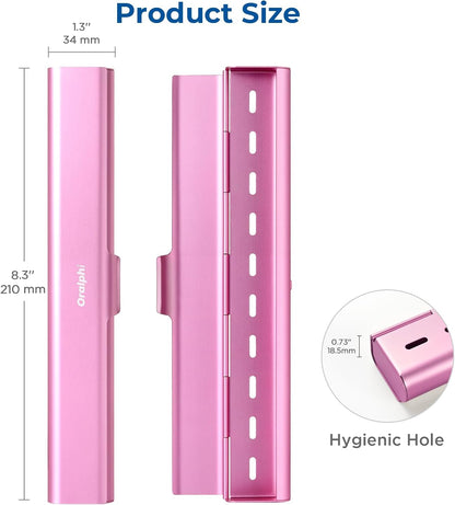 Aluminum Toothbrush Travel Case, Portable Travel Toothbrush Holder, Durable Manual Toothbrush Box Container for Traveling, Bathroom, Camping, Business Trip-Pink