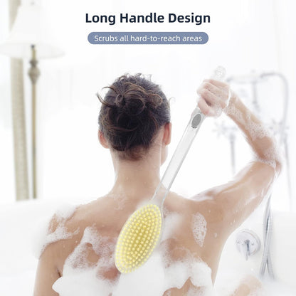 Back Scrubber Long Handle for Shower,Back Brush Dual-Sided with Stiff and Soft Bristles,Body Exfoliator for Bath or Dry Brush