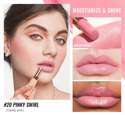 Oulac Moisturizing Shine Lipstick For Women Christmas Set 3PCS, 2 in 1 Tinted Lip Balm for Winter, Hydrated Juicy and Glossy Lip Color for Dry, Cracked and Chapped Lips, Vegan 10+15+20