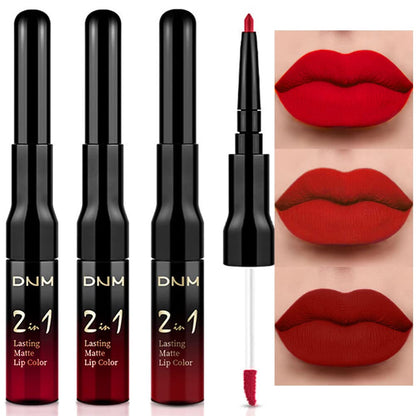 evpct 3Pcs Ruby Bright Dark Red Lip Stain Paint Matte Lip Liner and Liquid Lipstick Set for Women Long Lasting, labiales mate larga duracion listip 24 hours a prueba de agua mate 24 horas originales