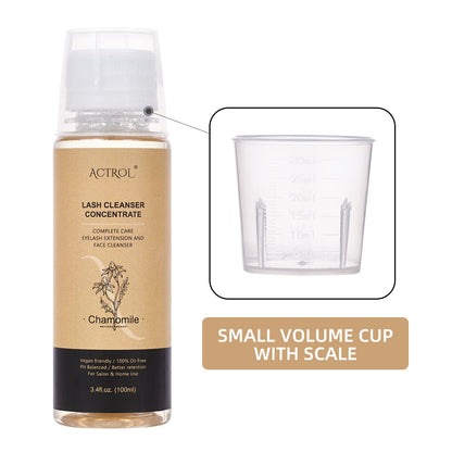 Eyelash Cleanser Concentrate 100ml Chamomile Professional Lash Shampoo Foaming Cleanser Paraben & Sulfate Free Non-lrritating Wash for Extensions Lashes with Salon Home Care-Makes 20 Bottles