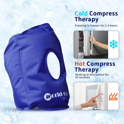 WORLD-BIO Ice Pack for Knee Pain Relief, Reusable Gel Ice Pack for Knee Injury, Replacement Surgery, Bursitis Arthritis, Swelling, Cooling Wrap Cold Compress for Arthritis, Meniscus Tear, Blue