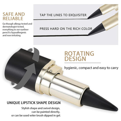 Kaely 2Pcs Black Gray Gel Eyeliner Pencil,Natural Cream Eye Liner Waterproof Smudge Proof,Cat Eye Black Smokey Eyeshadow Palette Stick Crayon,Goth Halloween Makeup,delineador de ojos contra el agua