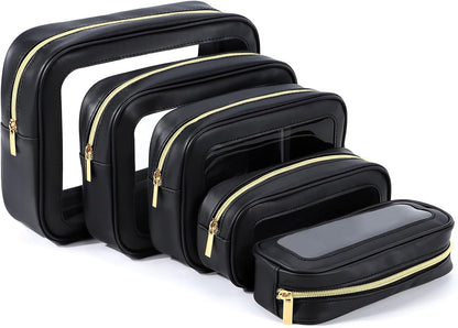 5PCS Diaper Bag Organizer Pouch Set, TSA Approved Toiletry Bag，Clear Waterproof TPU Makeup Bag Set Travel Organizer Bags for Women and Kids