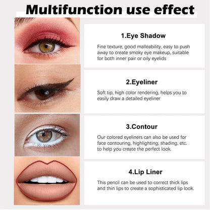 evpct 3Pcs Black & Red & White Gel Glitter Matte Metallic Eyeliner Pencils Set for Women Waterproof Smudge Proof lapiz de ojos delineador de ojos contra el agua Eye Liner Makeup 01 14 22