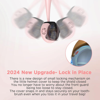 Helmet Toothbrush Covers Caps, Toothbrush Head Protector for Household Travel, Fits Most Manual and Electric Toothbrushes, 4 Count (Blue, White, Pink, Rose Pink)