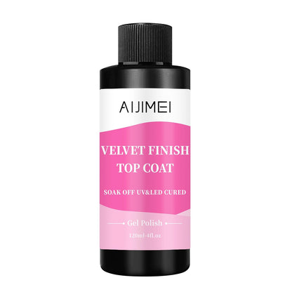 AIJIMEI Velvet Finish Top Coat – Luxurious Matte Effect, Quick Dry, Easy Application, Suitable for All Nail Types, Professional Quality for Home Use 4 Fl Oz