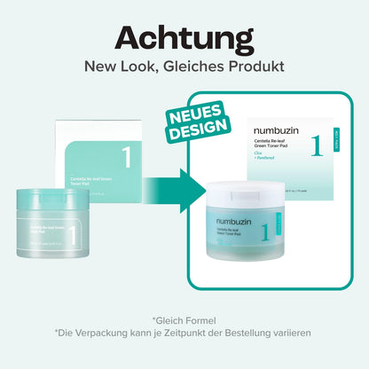 numbuzin No.1 Toner Pads | Centella Re-Leaf Green Toner Pad | Double-Sided | Centella Asiatica, Heartleaf, Licorice Root | Calming, Hydrating, Exfoliating | 70 Pads/6.42 fl. oz.