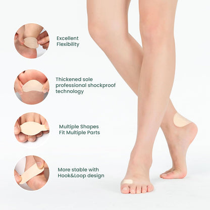 Welnove Moleskin Adhesive Pads for Feet,Blister Bandages for Feet, Mole Skin Patch for Feet Heels, Skin Tape Stickers for Feet - 16 Sheets of 4 Shapes