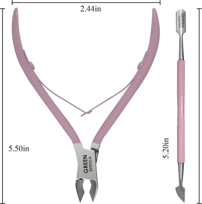 Professional Cuticle Trimmer with Cuticle Pusher Nail Cuticle Remover Nipper Silver Stainless Steel Sharp Blades Manicure Tools with Double Spring Nail Care Pedicure Nail Tools Home Spa (Rose)