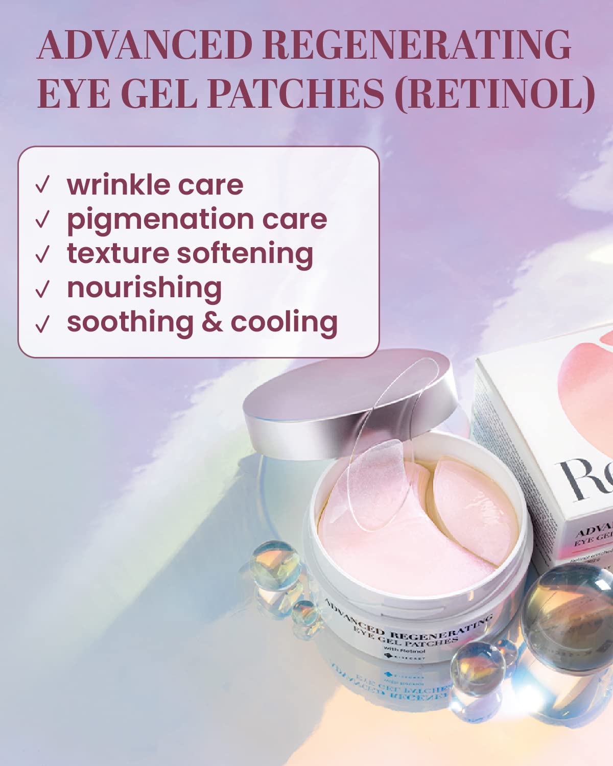 KSECRET Advanced Regenerating Eye Gel Patches, 102g/3.45oz. 60pcs (15 full pairs) with RETINOL | Korean Skincare | Under Eye Masks for Anti-Wrinkles, Anti-Aging, Dark Circles, Puffiness…