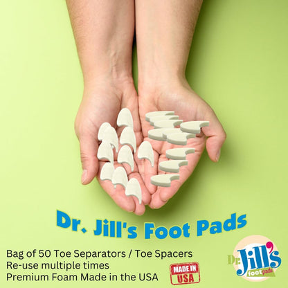 Dr. Jill's Foot Pads, YJ44-9071, Toe Separator Pad 1/4" Foam (100 Pack) with Tail