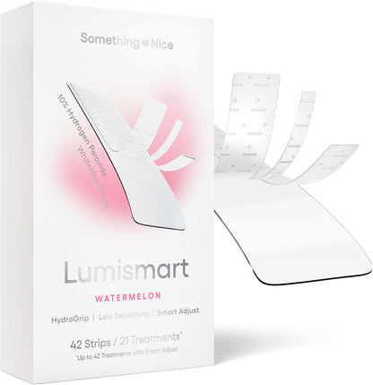 Something Nice Lumismart Whitening Strips - Dentist-Designed, Enamel Safe, up to 42 Treatments with Smart Adjust - Teeth Whitening Strips in Watermelon for Sensitive Teeth