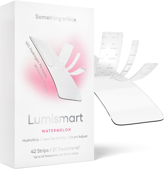 Something Nice Lumismart Whitening Strips - Dentist-Designed, Enamel Safe, up to 42 Treatments with Smart Adjust - Teeth Whitening Strips in Watermelon for Sensitive Teeth
