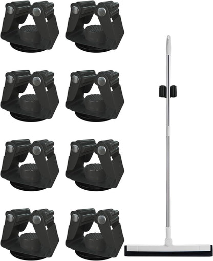 Magnetic Broom Mount, Mop Holder Magnetic No Drilling Magnetic Tool Holder Wall Mount for Garden Tool,Rack Rake,Shovel Handle,Garage,Kitchen,Laundry Tools Organizer-8 PCS/Gray