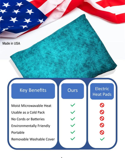 Microwavable Corn Filled Heating Pad and Cold Pack/Washable 100% Cotton Cover (Etched - Dark Jade, 7.5in W x 11in L)