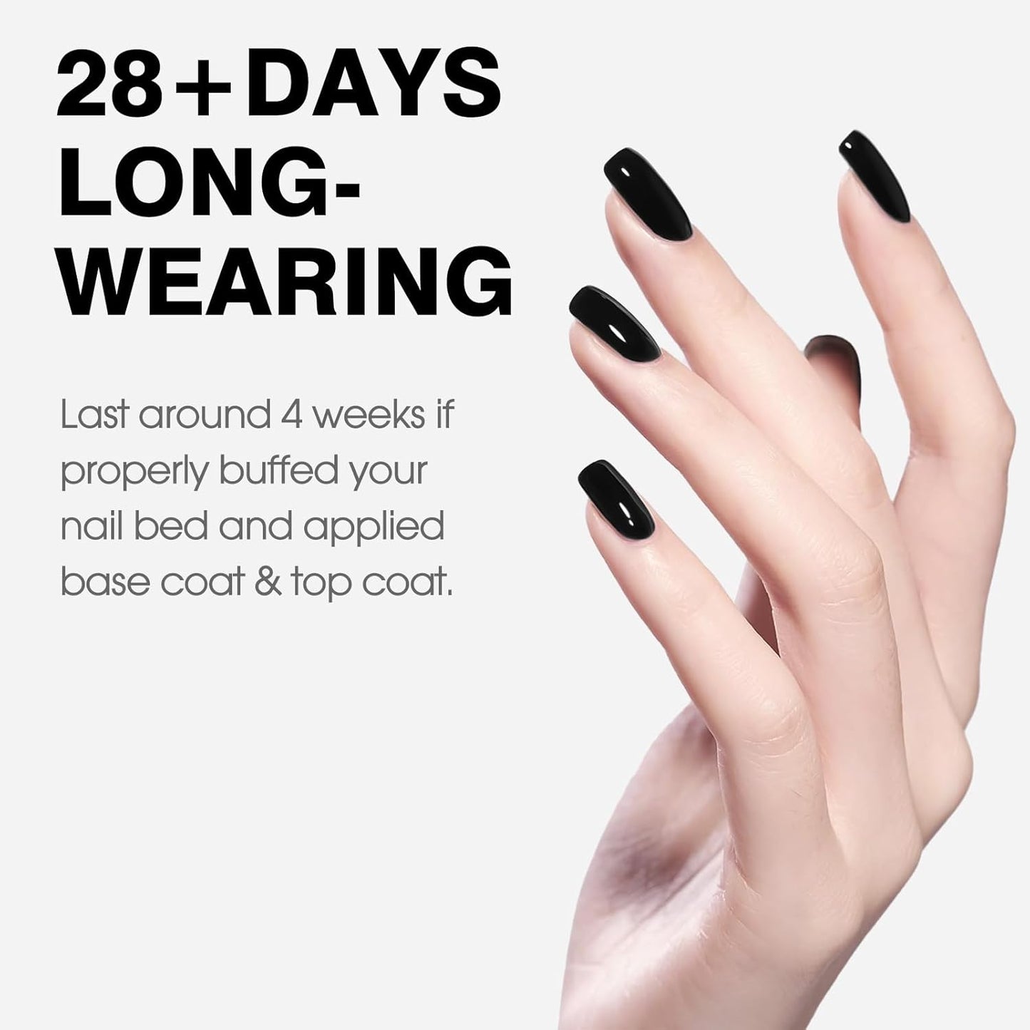 CANNI Black Gel Nail Polish, 1Pcs Pure Black Color High Gloss Soak Off UV Gel Polish Nail French Manicure Salon DIY