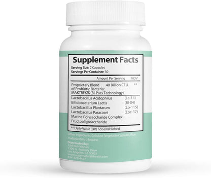 IBSolution Gut Health Bundle - All Natural Gut Health Support & Premium Probiotics w/ 40 Billion CFU for Support of Irregular Bowels, Bloating, Constipation, Gas, Abdominal Pain - 2 Pack (120 Caps)