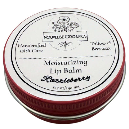 Tallow Lip Balm | 100% Organic Tallow, Organic Beeswax, Jojoba, and Shea Butter | Moisturizing Lip Care for Dry, Chapped Lips | Handcrafted in USA - Razzleberry