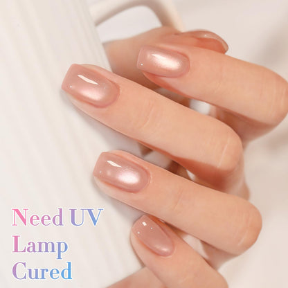 Double Rhythm 0.5 OZ Cat Eye Gel Polish with Magnet 15ML Holographic Glitter Shimmer Translucent Jelly Color Magnetic Nail Polish Salon DIY at Home (Fruit Nude-MC1203)