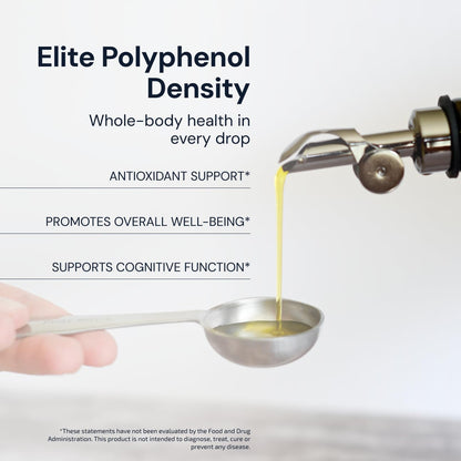 Blueprint by Bryan Johnson Olive Oil – Snake Oil- High Polyphenol Extra Virgin Olive Oil (400+ mg/kg) – Cold Pressed, Early Harvest, First Cold Press EVOO – Keto, Paleo, Non-GMO – 750ml Glass Bottle