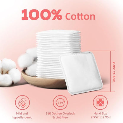 Square cotton pads, 100% cotton