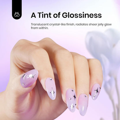 Beetles Purple Gel Nail Polish, 15ML Pastel Purple Jelly Gel Polish Translucent Effect Nail Concealer High Gloss Soak Off UV Sheer Lavender Spring Summer Manicure Gift for Women