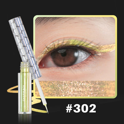CHARMACY Chameleon Liquid Glitter Eyeliner - Highly Pigmented, Metallic MultiColor Shifting, Waterproof, Ultra-Fine Tip, Longwearing, Smudge-proof (#302)