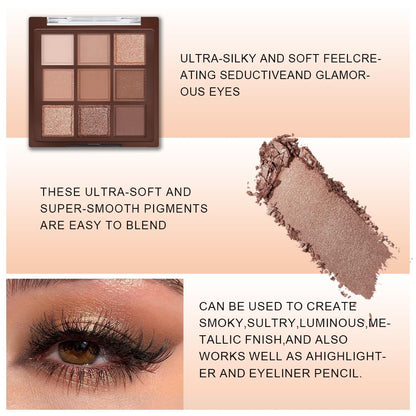 Neutral Nude Brown Smokey Eye Eyeshadow Palette Makeup, Matte & Shimmer Rose Gold Bronze Cream Eyeshadow Palette,Highly Pigmented Natural Eyeshadow for Eyes Long Lasting Naturing-Looking A-04