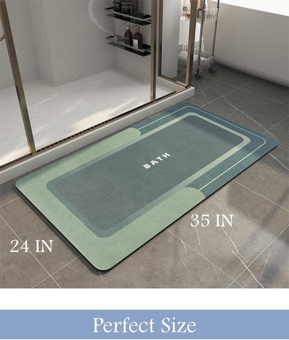 MontVoo Bath Mat - Bathroom Mat Rug Non Slip Super Absorbent Stain Resistant Quick Dry - 24"x35" Green