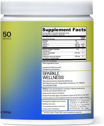 Marine Skin Boost Plus (No Flavor) [50-Serves] | Collagen Powder Supplement with Marine-derived VERISOL Bioactive Hydrolyzed Collagen Peptides, Vitamin C & Hyaluronic Acid