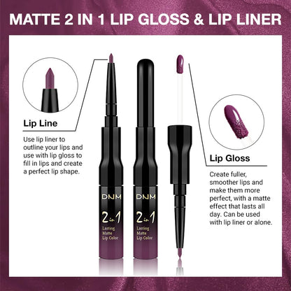 evpct 1Pcs Dark Purple Plum Matte Lip Liner and Liquid Lipstick Stain Makeup Set for women, Purple Long Lasting Smudge Proof Lipstick labiales matte mate larga duracion listip 24 hours originales,01#
