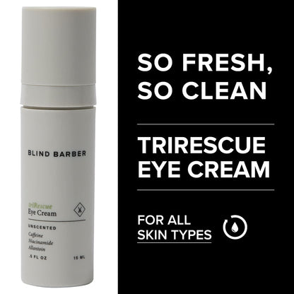 Blind Barber triRescue Eye Cream - Eye Cream for Men - Formulated with Caffeine, Niacinamide & Allantoin to Illuminate & Awaken Skin Under Eyes & Combat Dark Circles - Mens Eye Cream (0.5oz / 15ml)