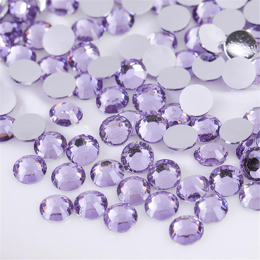 3000 Pieces SS12 3mm Flatback Rhinestones Clear Glass Round Gems Crystals for Nail Art DIY Crafts Clothes Shoes Bags （Light Purple）