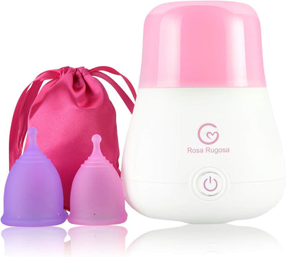 ROSA RUGOSA Menstrual Cups + Steamer Bundle - All You Need to Start Your Menstrual Cup Journey! - Feminine Hygiene - Leak-Free - up to 99.9%