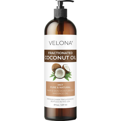 velona MCT Coconut Oil 8 Fl Oz | 100% Pure and Natural Carrier Oil | Fractionated | Skin, Face, Body, Hair Care | Use Today - Enjoy Results