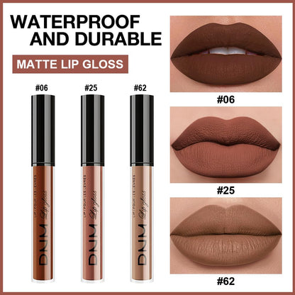 evpct 3Pcs Chocolate Red Brown Nude Matte Liquid Lipstick Lip Stain Sets for Women, Matte Lipstick Long Lasting Waterproof Permanent 24 Hours original, Magic Lip Sticks Pack for Halloween Daily Makeup
