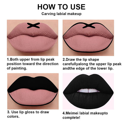 evpct 2Pcs Black Matte Liquid Lipstick and Lip Liner Gloss Stain Pencil Makeup Set Long Lasting Dark Matte Lipstick 24H and with Lip Liner Set for Black women labiales mate 24 horas originales 19#